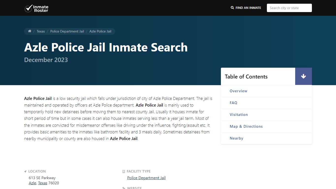 Inmate Search | Azle Police Jail - Azle, TX