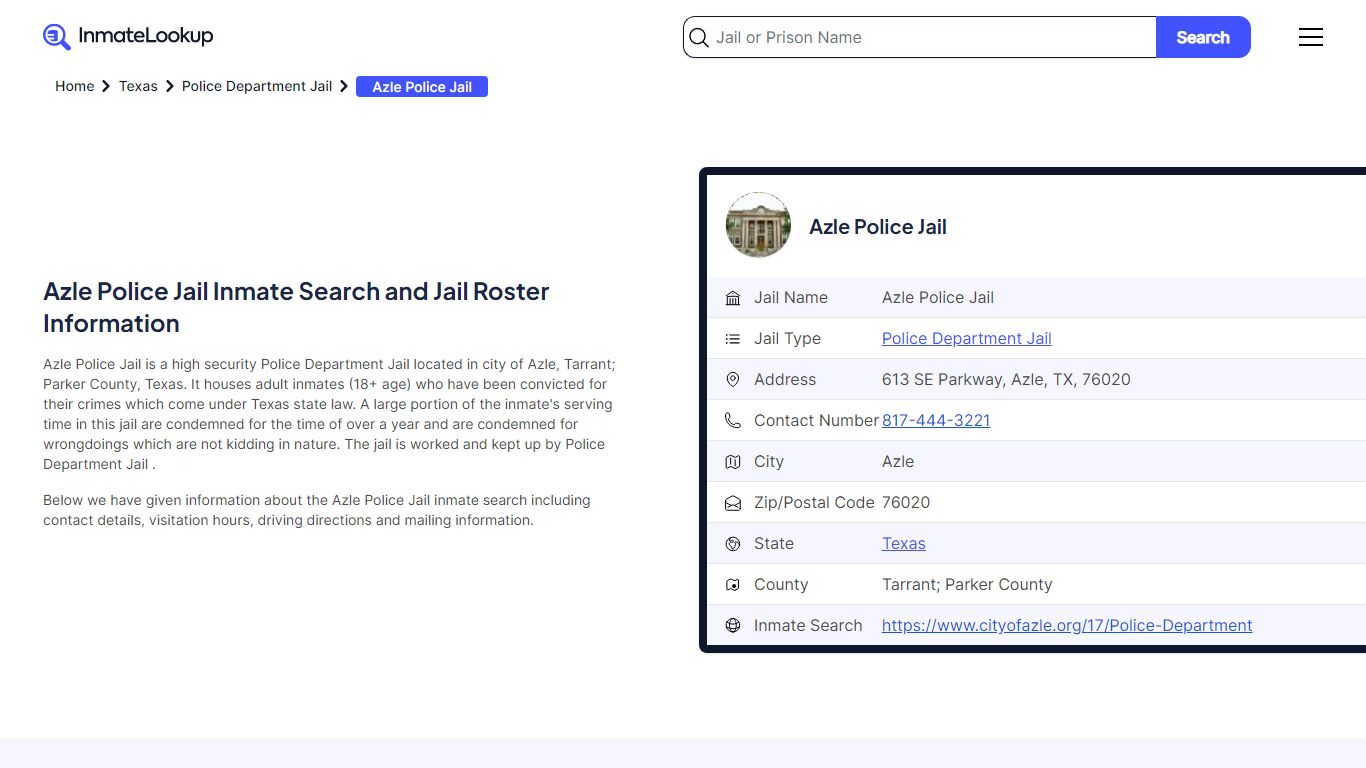 Azle Police Jail (TX) Inmate Search Texas - Inmate Lookup