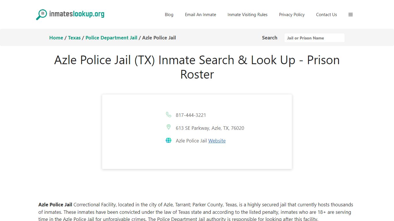 Azle Police Jail (TX) Inmate Search & Look Up - Prison Roster